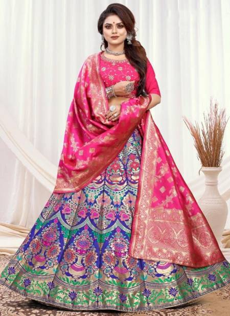 Pink And Blue Colour Rama Raazi New Designer Ethnic Wear Exclusive Lehenga Choli Collection 11026